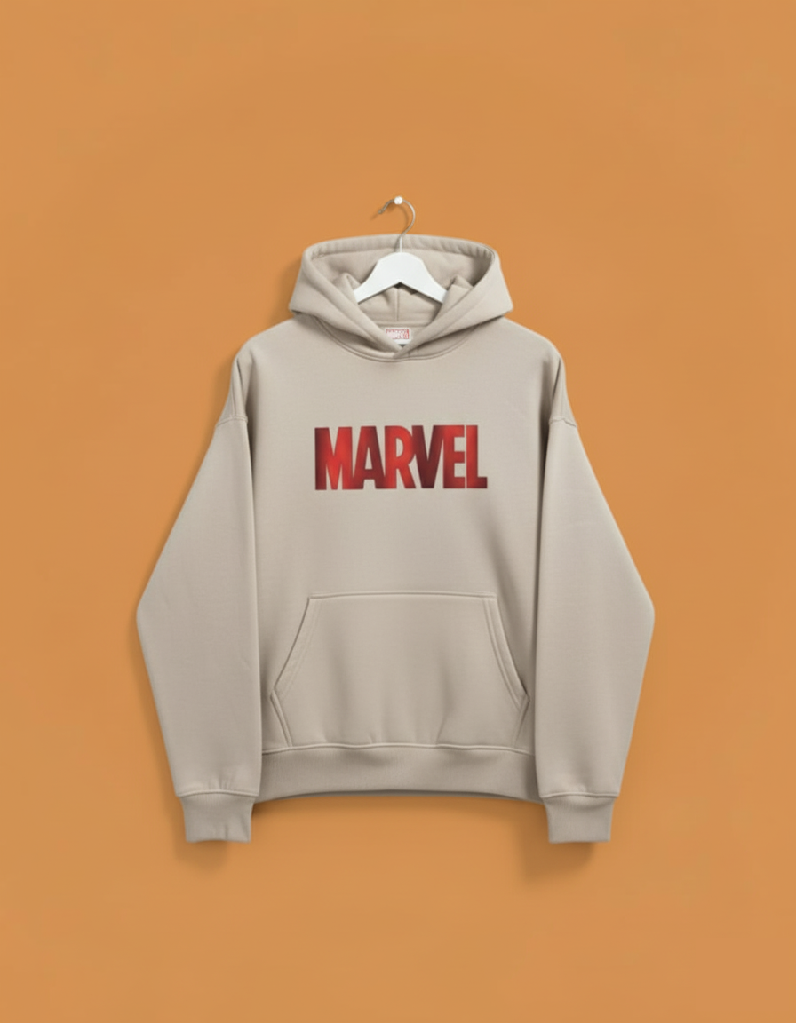 Marvel Classic Logo Hoodie – Beige - Image 2