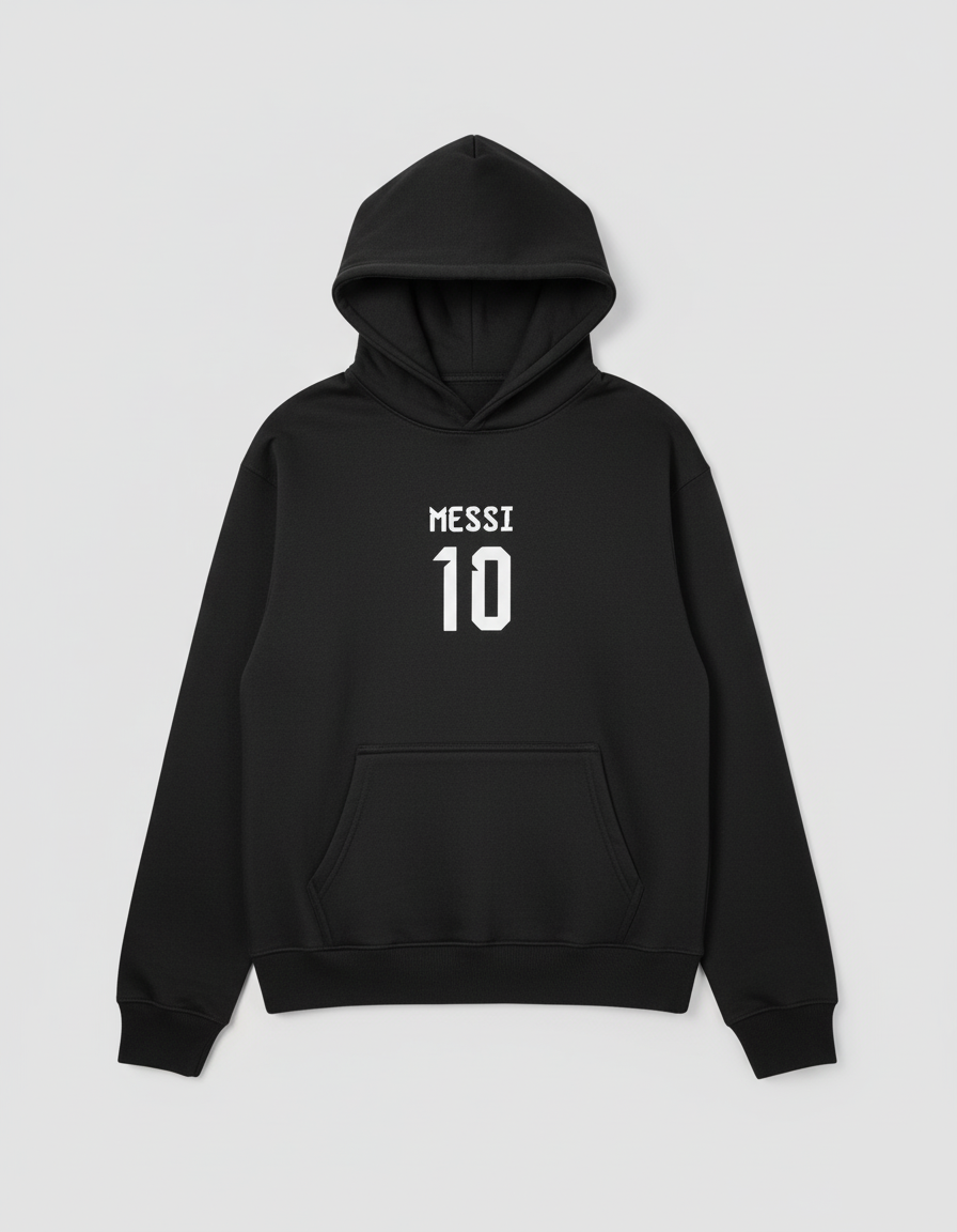 Messi #10 Black Hoodie - Image 2